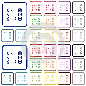 Debugging program outlined flat color icons