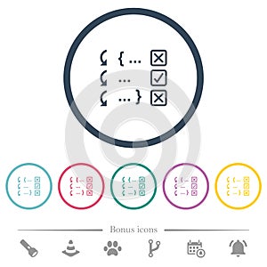 Debugging program flat color icons in round outlines