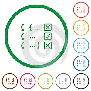 Debugging program flat icons with outlines