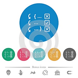 Debugging program flat round icons