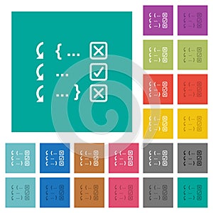 Debugging program square flat multi colored icons