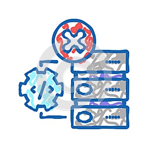 debugging servers icon doodle illustration