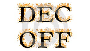 Dec Off fire text effect white isolated background