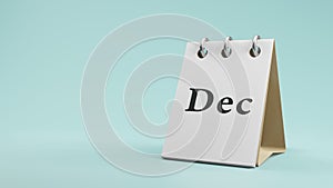 DEC on  paper desk  calendar  3d rendering