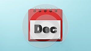 DEC on  paper desk  calendar  3d rendering