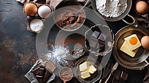 Decadent Chocolate Brownie Ingredients on Marble Surface