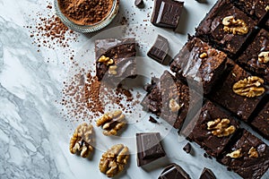 Decadent Chocolate Brownie Ingredients on Marble Surface