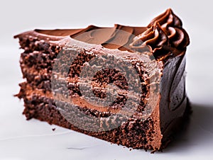 Decadent chocolate cake slice photo