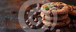 Decadent Chocolate Cookies: Elegance in Simplicity. Concept Chocolate biscuits, baking tips,