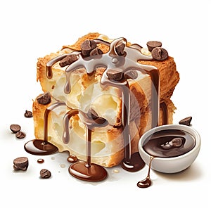 Decadent Chocolate Croissant Bread Pudding With Melting Cheese Sauce