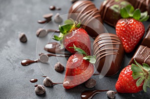 Decadent chocolate-dipped strawberries photo