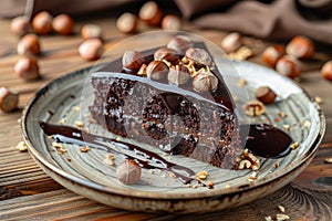 Decadent chocolate hazelnut cake photo