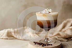 Decadent Coffee Cocktail with Cream and Beans photo
