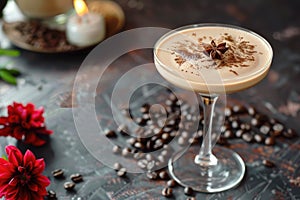 Decadent Coffee Cocktail with Cream and Beans photo