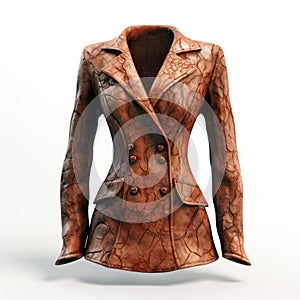 Decadent Decay: Hyper Realistic Brown Jacket With Detailed Engraving