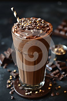 decadent desserts, indulge in a divine chocolate milkshake, a luxuriously creamy treat guaranteed to fulfill your sweet photo