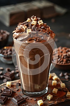 decadent desserts, indulge in a divine chocolate milkshake a velvety treat guaranteed to fulfill your cravings and photo