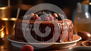 Decadent Indulgence: A Close-Up of a Chocolate Cake with a Liquid Center