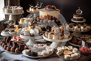decadent and indulgent dessert buffet for a wedding, party, or event