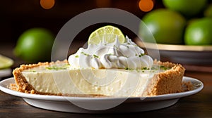 Decadent key lime pie, close-up view photo