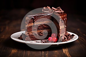 Decadent Piece chocolate cake. Generate Ai