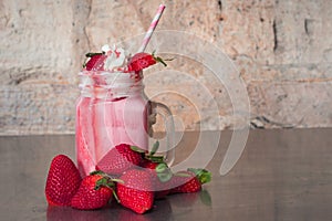 Decadent pink strawberry milkshake