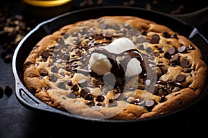 Decadent Skillet cookie ice cream. Generate Ai photo