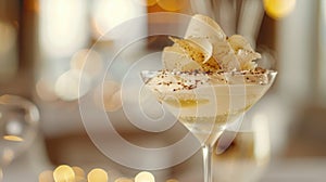 Decadent Truffle Martini. A lavish truffle martini takes center stage, its creamy froth topped with delicate chocolate