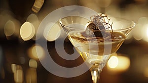 Decadent Truffle Martini. A lavish truffle martini takes center stage, its creamy froth topped with delicate chocolate