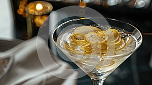 Decadent Truffle Martini. A lavish truffle martini takes center stage, its creamy froth topped with delicate chocolate