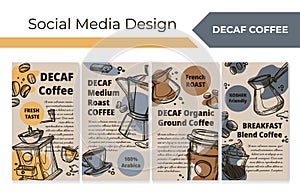 Decaf coffee promotion at social media banner set