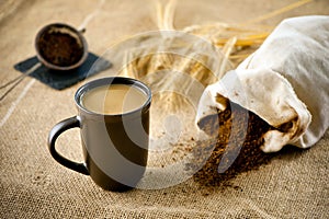 Decaffeinated coffee with milk photo
