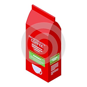 Decaffeinated coffee pack icon, isometric style photo