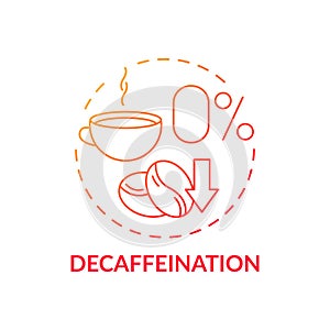 Decaffeination red gradient concept icon