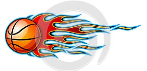 Decal illustration of flaming basketball ball icon with fire.