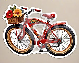 Decal sticker label fat tire bike flowers popular exercise