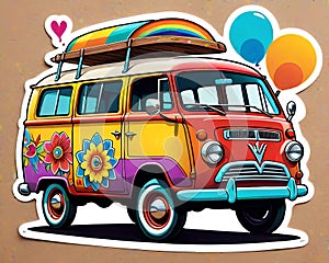Decal sticker label hippie vintage decorated camper love van