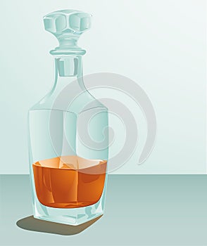 Decanter with a drink on gradient a background