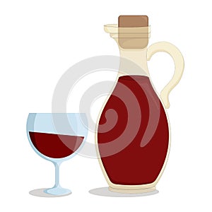 decanter of fragrant red wine with a filled glass