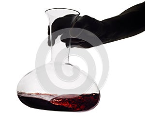Decanter with red wine photo