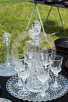 Decanters and wine glasses photo