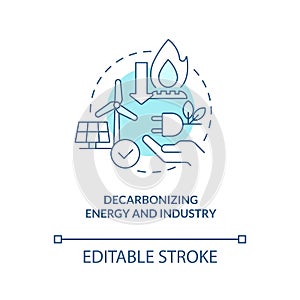 Decarbonizing energy and industry turquoise concept icon