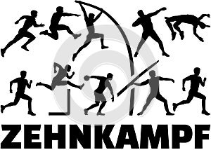 Decathlon silhouette of athletics german