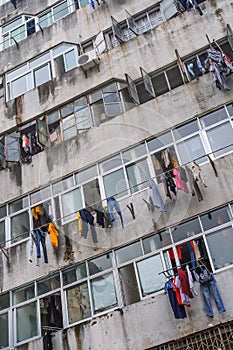 Decayed apartment building in the outskirts of Shenzhen, China