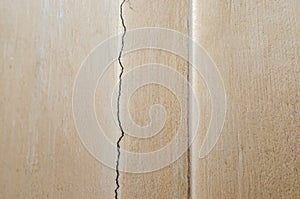 Decayed and broken internal wall of the old house