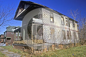 Decayed building in Detroit, MI slum photo