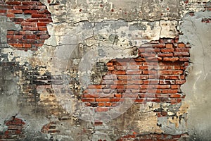 Decayed Plaster Revealing Brick Wall Texture