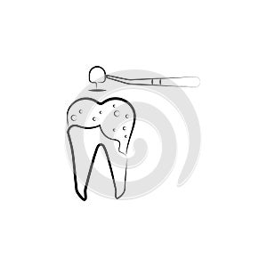 decayed tooth, dental icon. Element of dantist for mobile concept and web apps illustration. Hand drawn icon for website design