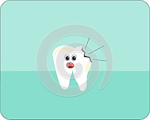 Decayed unhealthy tooth with face