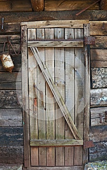 Decayed wooden door